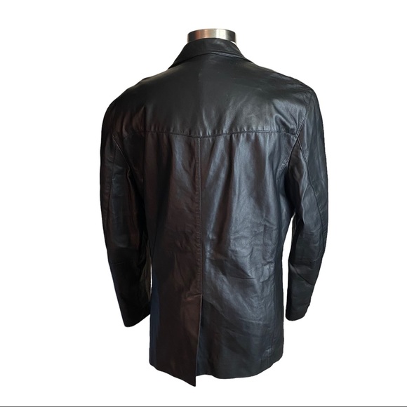 Unbranded Black 3-Button 100% Leather Sports Coat Suit Coat Men’s Euro 54 US 44R - Picture 3 of 11